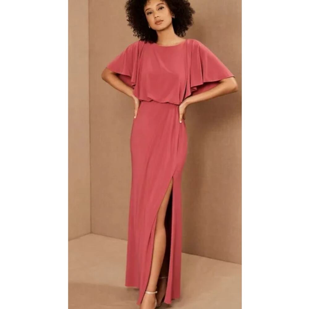 BHLDN × Anthropologie Lena Sleeve liquid knit Pink Dress. Size 16